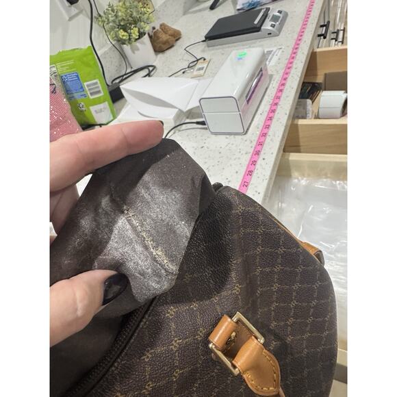 Rioni Aristo Brown Large Boston Bag Brown Logo Double handles and Crossbody Ital - Picture 9 of 9